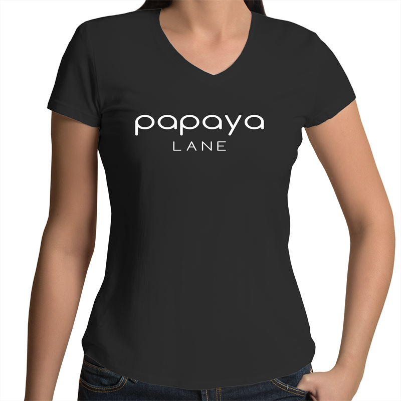 Large Logo 100% Cotton  V-neck T-shirt PLS018AU - Papaya Lane