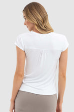 Load image into Gallery viewer, Belle V Neck White Bamboo Body T-shirt - Papaya Lane