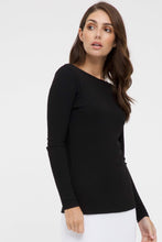 Load image into Gallery viewer, Black Ribbed Boatneck Top Side