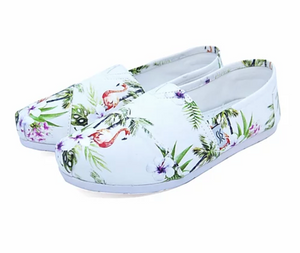 Freshwater Flamingos Espadrilles Canvas Vegan Shoes - The Bondi Club Shoes - Summer Shoes. Flat shoes - Flats - Papaya Lane