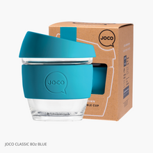 Load image into Gallery viewer, Joco Reusable Glass Cup Blue 236ml Small 8oz