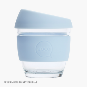 Joco Reusable Glass Cup Vintage Blue 236ml Small 8oz