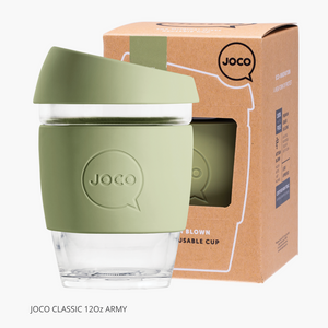 Joco Reusable Glass Cup Army 354ml Medium 12oz