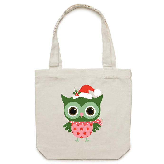 Misty the Christmas Owl - Canvas Tote Bag - Papaya Lane