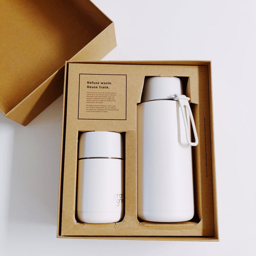 frank green My Eco Cloud / White Gift Set: 1L Reusable Bottle + 295mL Reusable Cup - Papaya Lane